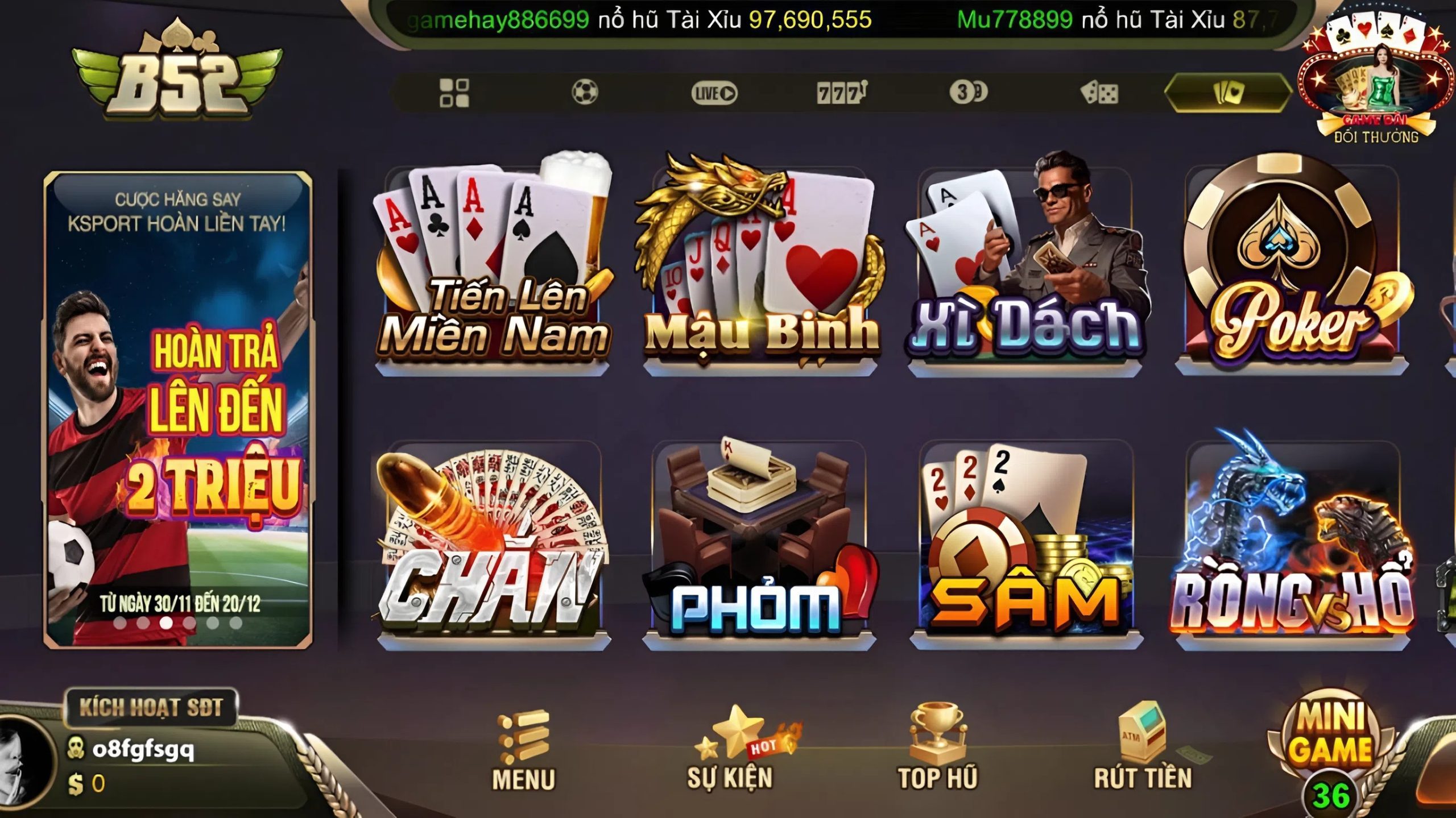 Top siêu phẩm cá cược trên cổng game B52 Club Top siêu phẩm cá cược trên cổng game B52 Club